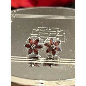 New Mozambique Garnet Sunflower Earrings Studs
